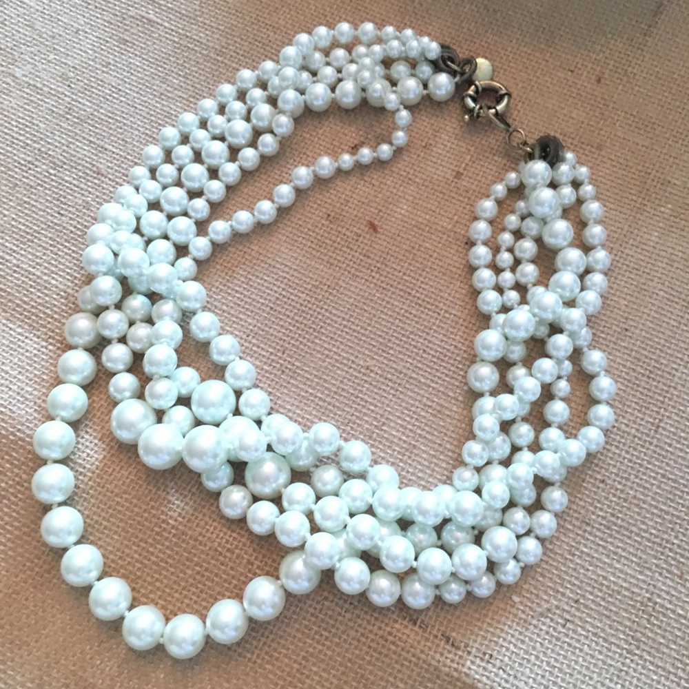 J Crew 5 strand Pearl statement Necklace